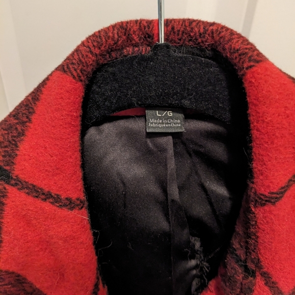 Red Plaid Winter Coat (L) - Picture 2 of 7